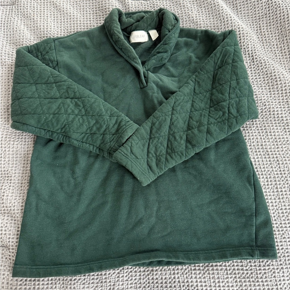 {SILVERLEAF} Green Quilted Pullover